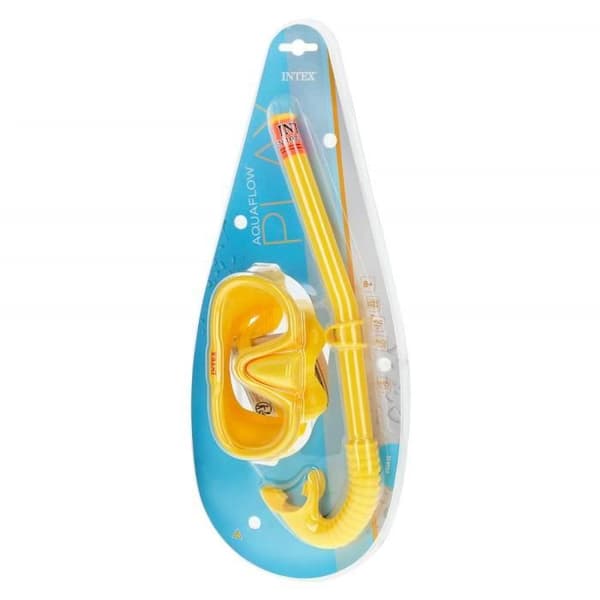 Ensemble Masque Tuba - Intex - 8 År - Boccaglio med stängning - Justerbart mask - Gul färg