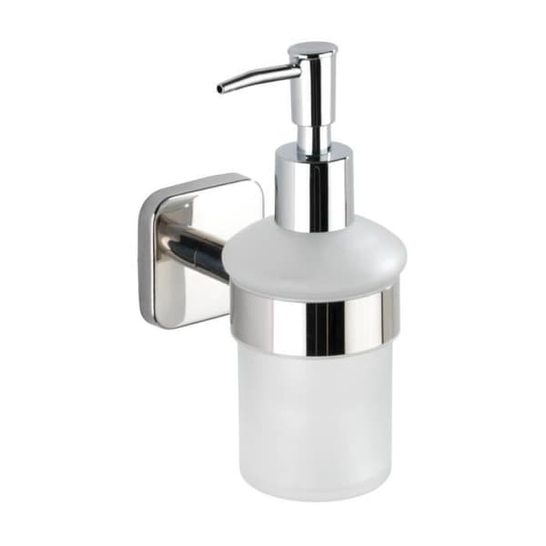 WENKO Mezzano väggmonterad dispenser för flytande tvål, Kapacitet 200 ml, Rostfritt stål, 7x16,5x12 cm, blank