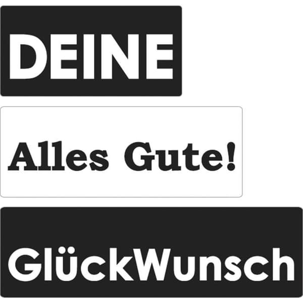 Etiketter "Deine", "Alles...","GlückWunsch", 30x15mm, 40x15mm, 50x15mm, tab.-LS 3st