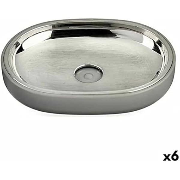 Tvålkopp - BERILO - Silvergrå - Rostfritt stål - Plast - 9,5 x 2,5 x 13 cm (6 enheter)