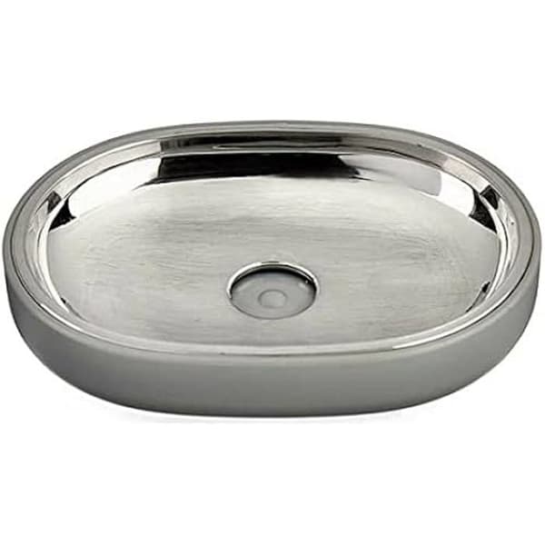 Tvålkopp - BERILO - Silvergrå - Rostfritt stål - Plast - 9,5 x 2,5 x 13 cm (6 enheter)