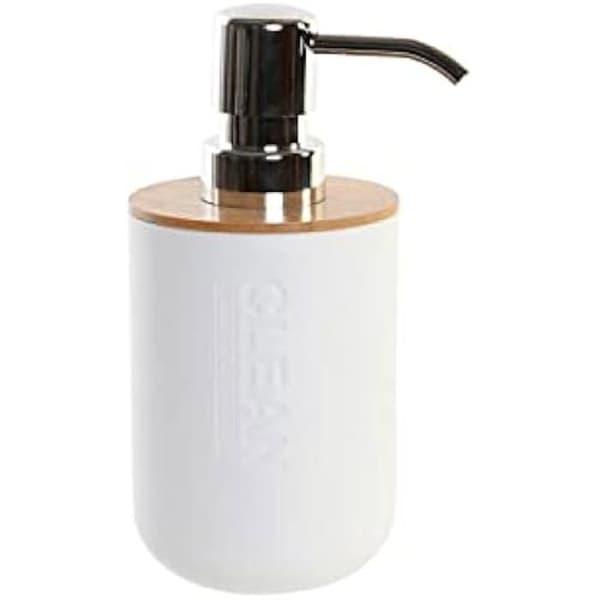 Tvålautomat - DKD Home Decor - Standard - Vit - Bambu och polypropen - 7x9x15,5 cm