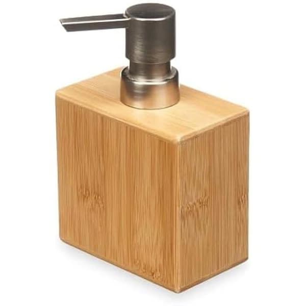 Tvåldispenser - BERILO - Silver - Bambu - Plast - 9,7 x 15 x 5,8 cm
