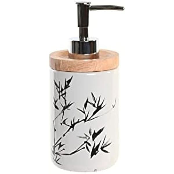 Tvåldispenser - DKD Heminredning - Standard - Stengods - Vit och Svart - 8x9x17,5 cm