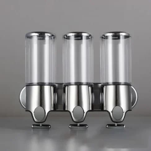 Væghængt flydende sæbedispenser, 3*500ml kapacitet, holdbart plastdesign,gennemsigtig