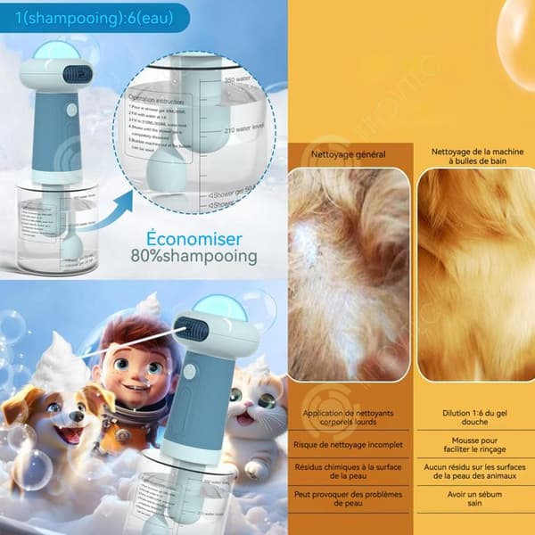 INN elektrisk skumtvåldispenser 350 ml vattentät duschgeldispenser med automatiskt pumphuvud för människor och husdjur