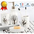 Miniatyrbild 1 av 4: TD® Set med badrumstillbehör present toaletttvätt toalett Nordisk stil keramisk dekor fyrdelad tvålkoppssats