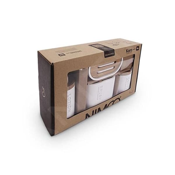 Nimco Kora 4-i-1 badrumsaccessoarset, vit / bambu KO 24000SET-05