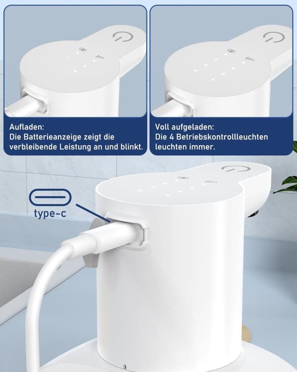 Tvåldispenser 500 ml Automatisk Tvålpump-Uppladdningsbar Väggmonterad 4 Nivåer Kök/Badrum