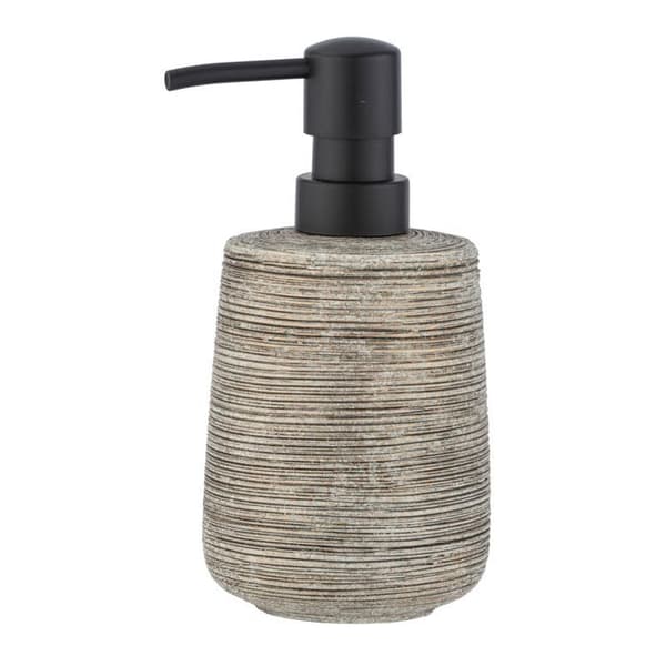 WENKO Fedio Dispenser för flytande tvål, Kapacitet 400 ml, handmålad reliefkeramik, Ø 8,5 x 17 cm, guld