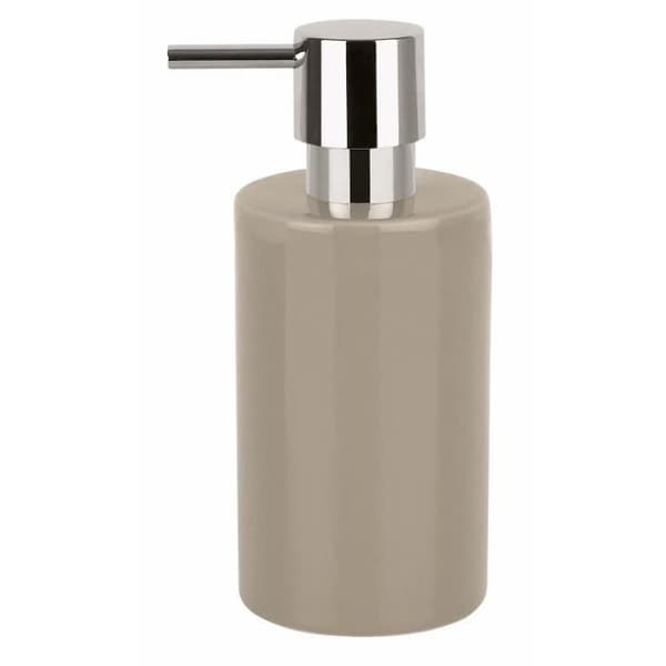 Tvålautomat i stengods - TUBE - 16x7x7 cm - Taupebrun