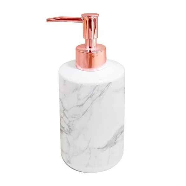 Tvåldispenser med marmoreffekt - Keramik - Tryckknapp i roséguld