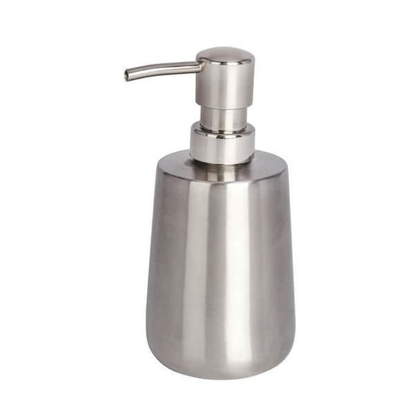 WENKO Dispenser för flytande tvål, fast, kapacitet 420 ml, rostfritt stål, 8x16x9 cm, matt