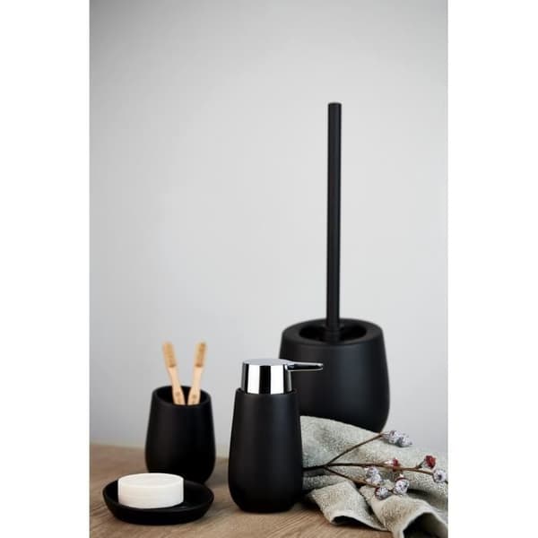 WENKO Badi Dispenser för flytande tvål, Kapacitet 320 ml, Keramik, 9,5x16x8 cm, mattsvart