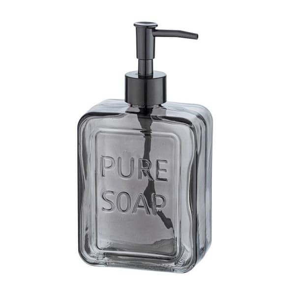 WENKO Dispenser för flytande tvål "Pure Soap", Kapacitet 550 ml, dispenser för flytande tvål, 9,5x20x6 cm, grå