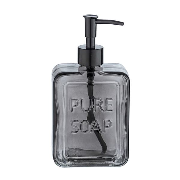 WENKO Dispenser för flytande tvål "Pure Soap", Kapacitet 550 ml, dispenser för flytande tvål, 9,5x20x6 cm, grå