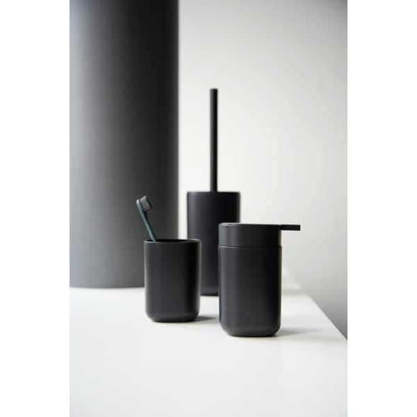 WENKO Davos design dispenser för flytande tvål, kapacitet 350 ml, BPA-fri plast, 9,8 x 13 x 7,8 cm, mattsvart