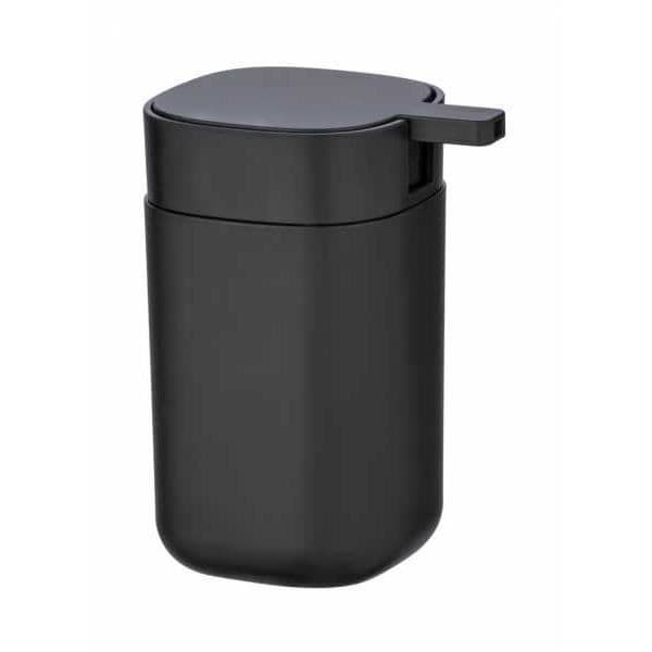 WENKO Davos design dispenser för flytande tvål, kapacitet 350 ml, BPA-fri plast, 9,8 x 13 x 7,8 cm, mattsvart