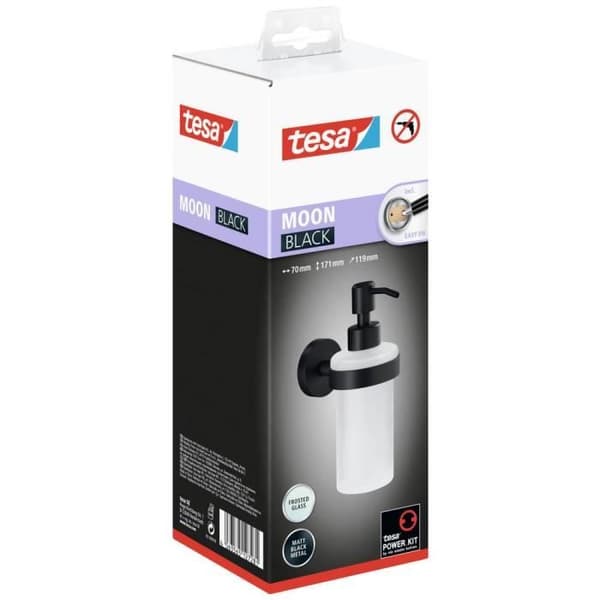 tesa MOON BLACK 40565-00000-00 Tvålautomat 200 ml svart (matt), satinglas