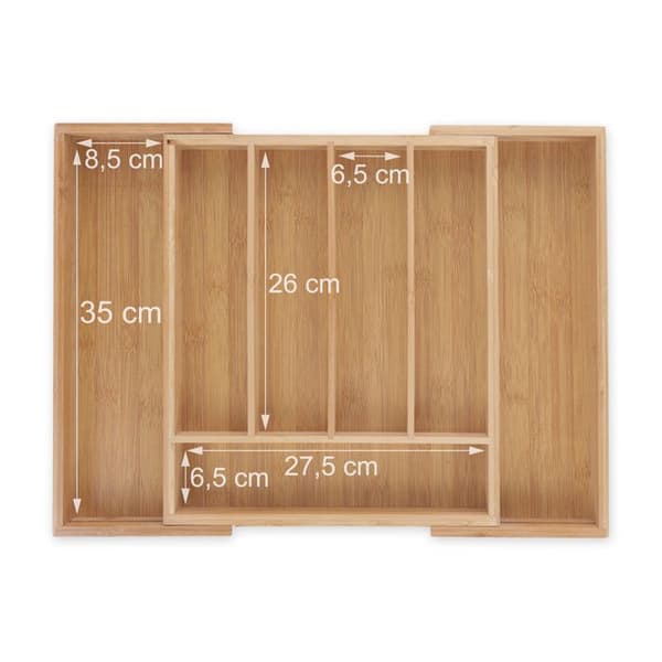 Bestickbricka - Relaxdays - 10016098 - Justerbar i bredd - Bambu - 31-48,5 cm