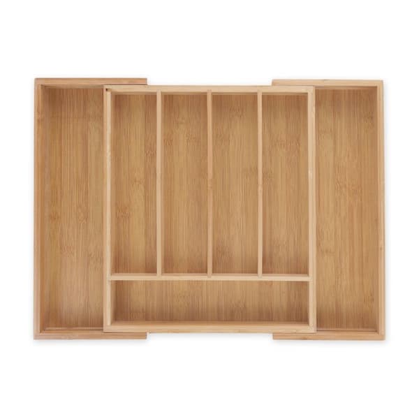 Bestickbricka - Relaxdays - 10016098 - Justerbar i bredd - Bambu - 31-48,5 cm