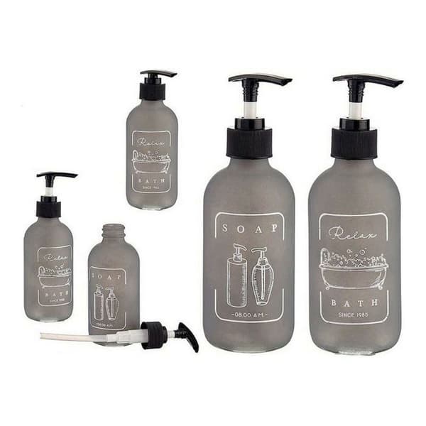 Bigbuy tvåldispenser för hemmet - S3608353 - Black Grey Soapdispenser Polypropenglas (6,5 x 16 x 6,5 cm)