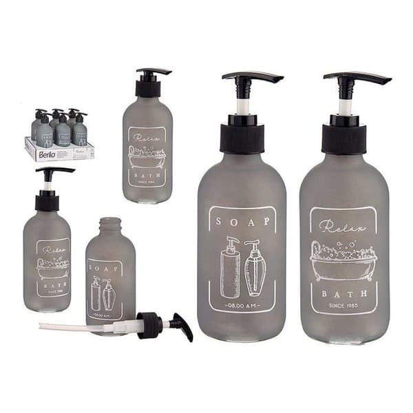 Bigbuy tvåldispenser för hemmet - S3608353 - Black Grey Soapdispenser Polypropenglas (6,5 x 16 x 6,5 cm)