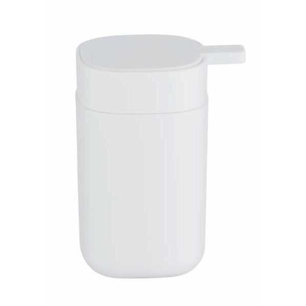 WENKO Davos design dispenser för flytande tvål, kapacitet 350 ml, BPA-fri plast, 9,8 x 13 x 7,8 cm, matt vit
