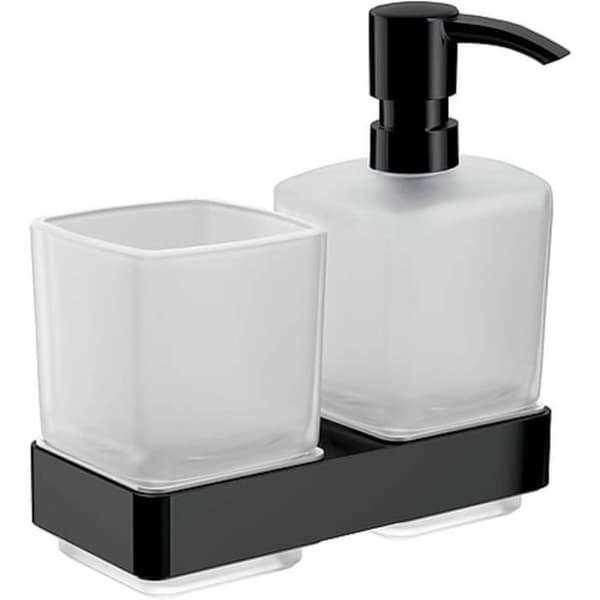 Glasstöd Emco Loft med tvålpump, Svart, Väggmontering