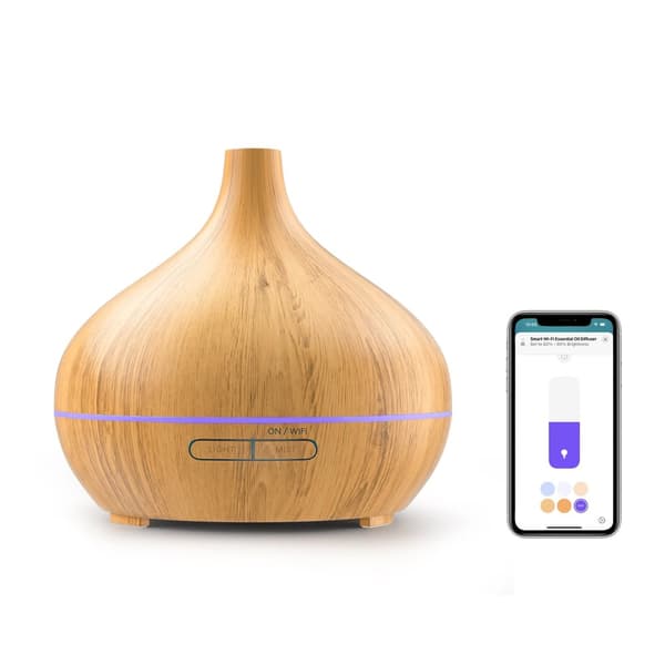 Smart æterisk olie diffuser, Wi-Fi aktiveret, 400 ml kapacitet, justerbare tåge- og lysindstillinger,EU-adapter