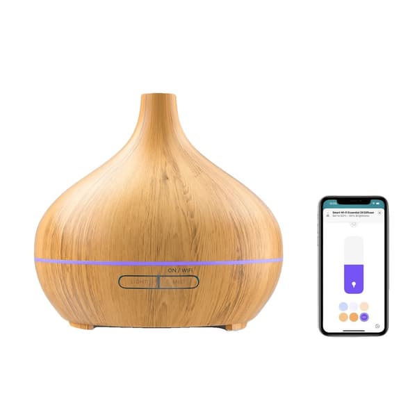 Smart æterisk olie diffuser, Wi-Fi aktiveret, 400 ml kapacitet, justerbare tåge- og lysindstillinger,EU-adapter