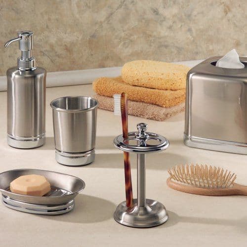 Tandborsthållare Rund - Interdesign - 705339 - Rostfritt stål - Krom - Modern design
