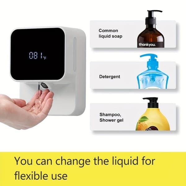Bomclap Väggmonterad Automatisk Tvåldispenser med Infraröd Sensor & LED Temperaturindikator