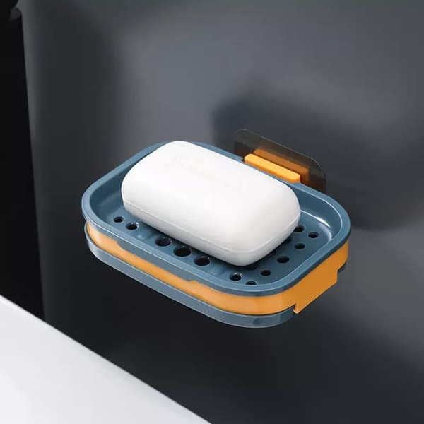 Tvålkopp 13 x 9 x 2 cm tvålhållare för väggen, med vattenbehållare, för fastsättning, utan borrning
