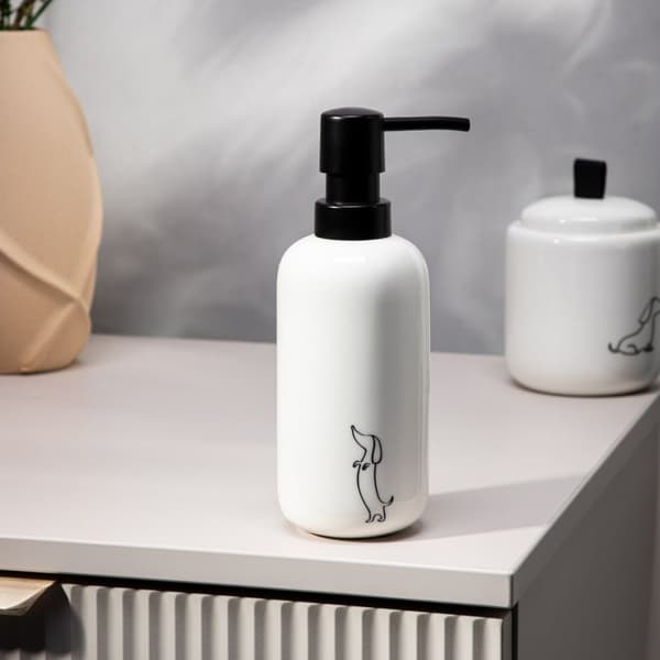 Dispenser | DORSEY | med gravhund hvid | 7,7x19,7cm | 732713
