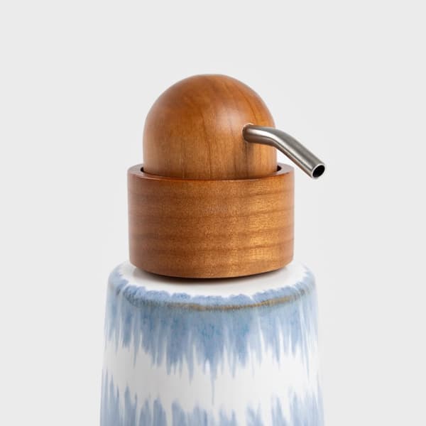 Dispenser | NODO | blå med träpump | 8,5x18cm | 733222