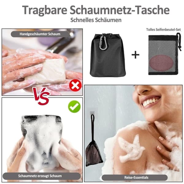 Sæbeholder med dræning, rejsesæbepose, tørresæbepose til rejser - sort