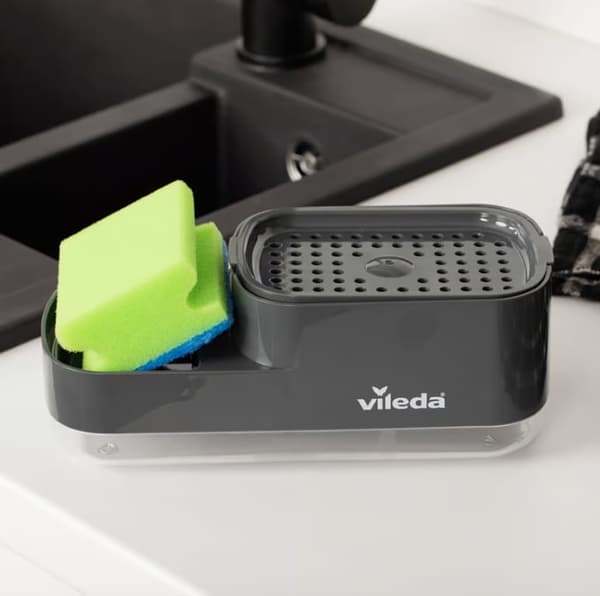 Tvålpump med svamphållare 23x10,2x8,9cm Plast grå