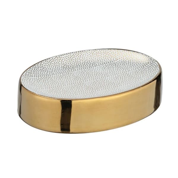 Tvålkopp - WENKO - Nuria - Keramik - 12x3x8 cm - Guld/Vit