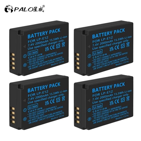 Canon EOS M batteri, 2000mAh, Kompatibel med M10, M50, M100, 3 batteri 1 oplader