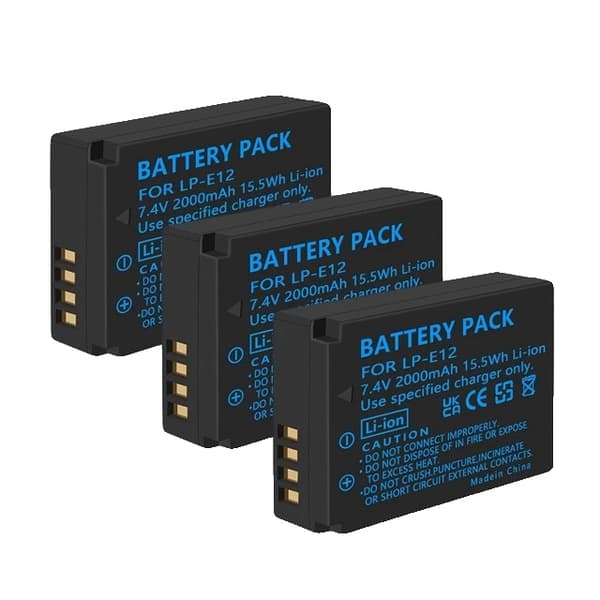 Canon EOS M batteri, 2000mAh, Kompatibel med M10, M50, M100, 3 batteri 1 oplader