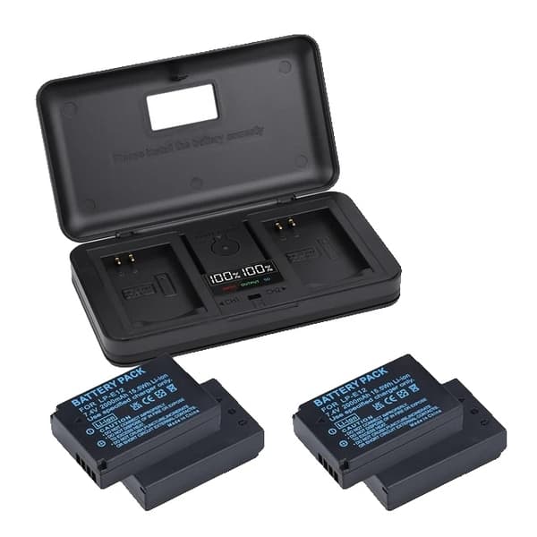 Canon EOS M batteri, 2000mAh, Kompatibel med M10, M50, M100, 3 batteri 1 oplader