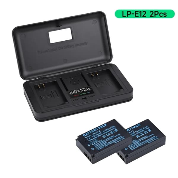 Canon EOS M batteri, 2000mAh, Kompatibel med M10, M50, M100, 3 batteri 1 oplader