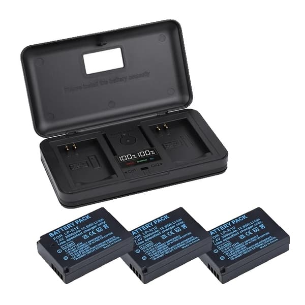 Canon EOS M batteri, 2000mAh, Kompatibel med M10, M50, M100, 3 batteri 1 oplader