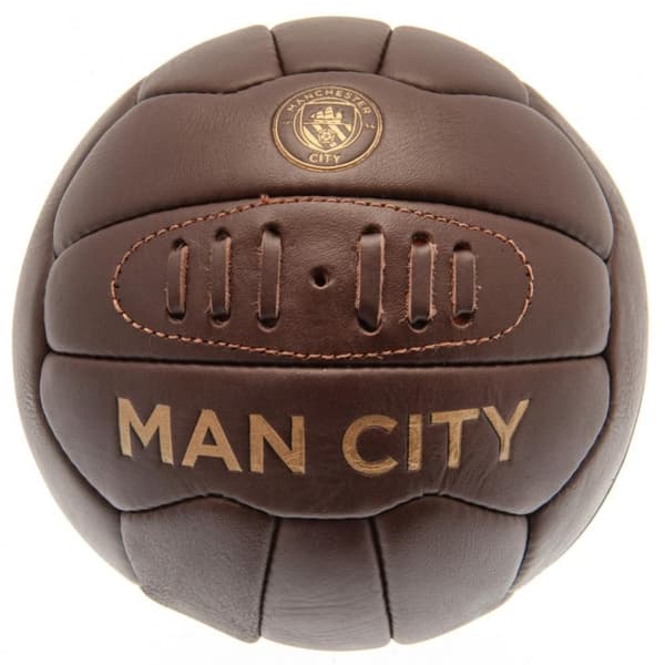 Manchester City FC Retro Leather Heritage Football Brown One Size