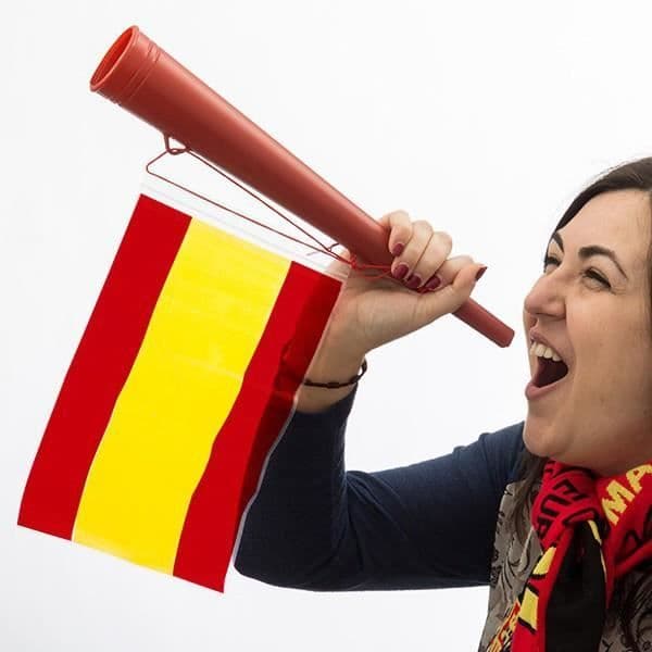 Spansk flaggtrumpet - Supporter - Plast - Lengde 36 cm - Flagg 16.5x26.5 cm