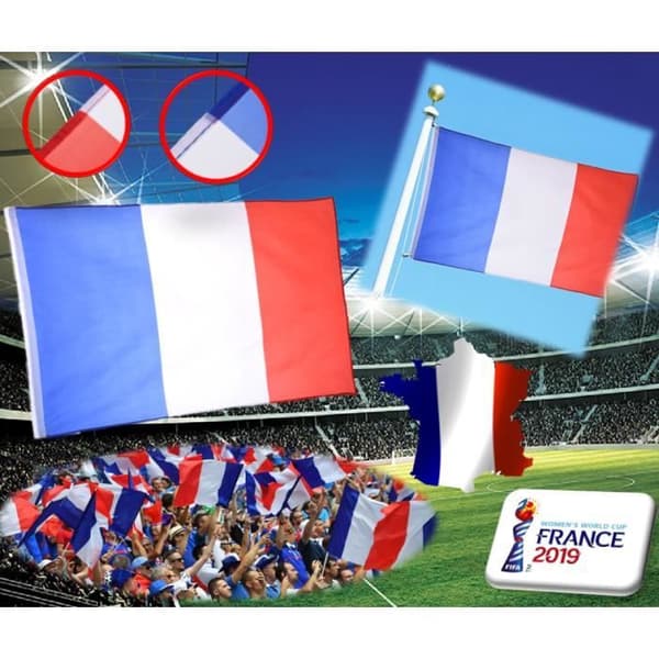 Drapeau France 60 x 90 cm Flag Français Supporter Coupe du Monde Feminine FIFA 2019 France Football Phonillico®