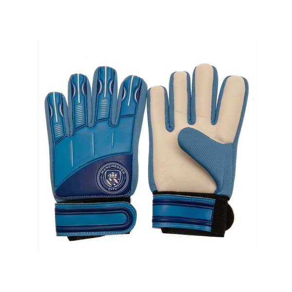 Manchester City FC Childrens/Kids Goalkeeper Gloves Sky Blue/White 79mm - 86mm