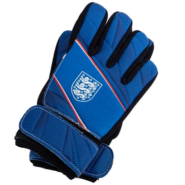 England FA Childrens/Kids Fuse Crest Goalkeeper Gloves Blue/Black/Red One Size