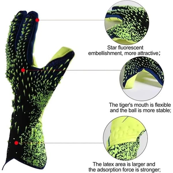 1 par Tykke Latex Palm Målmandshandsker Anti-Slip fodboldtræning - størrelse 9